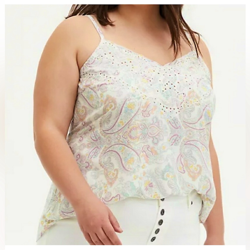 Torrid Pastel Paisley Eyelet Cami Top | Size 1X